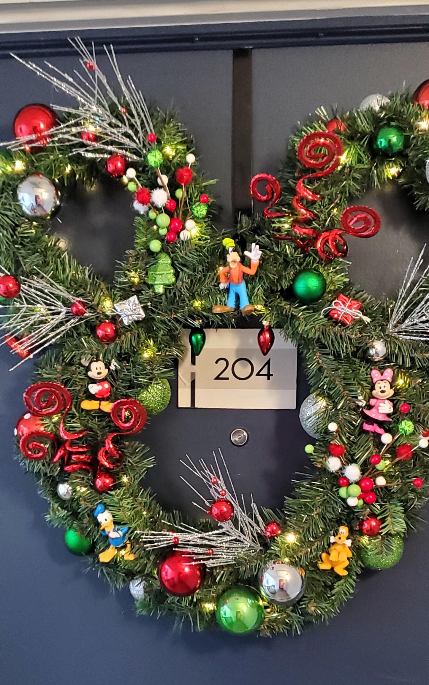 Handmade Mouse-Inspired Christmas Wreath | Luxury Evergreen Holiday Front Door Decor | Large Christmas Door Wreath