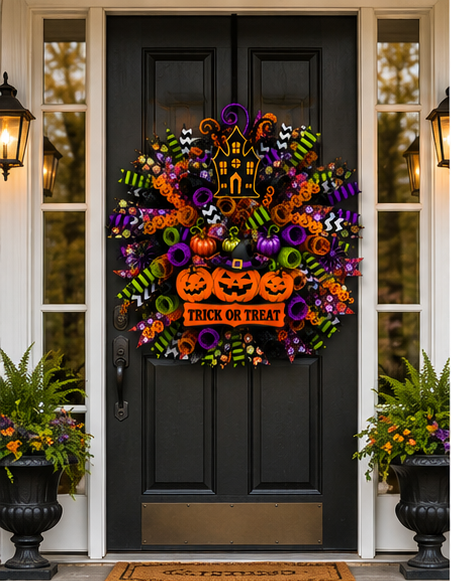 Halloween door decor for porch and entryway