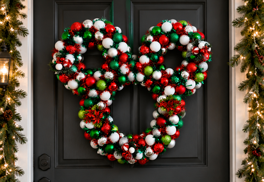 32-inch oversized Christmas wreath displayed on a standard 36×80 inch front door