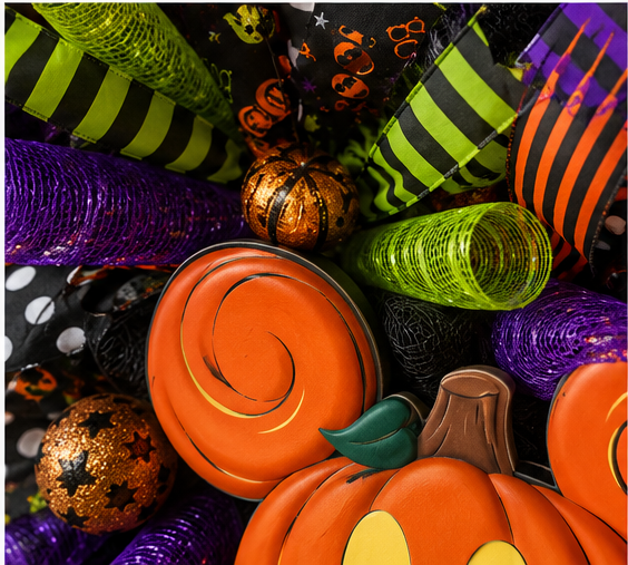 Halloween Pumpkin Mouse Wreath | 26" Handmade Halloween Front Door Deco Mesh Wreath | Welcome Fall Porch Decor